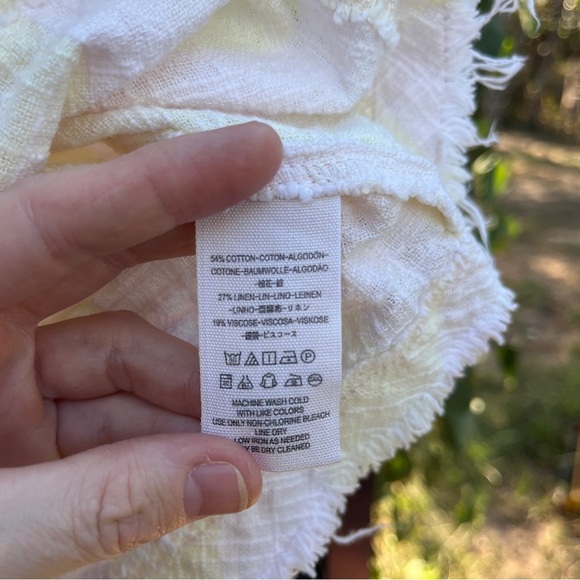 FREE PEOPLE Top Linen Woven Away at Sea Stripe Top Small S boxy Knit - Picture 7 of 12